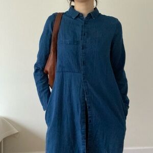 SOLD Zara blue denim shirt dress, maxi dress